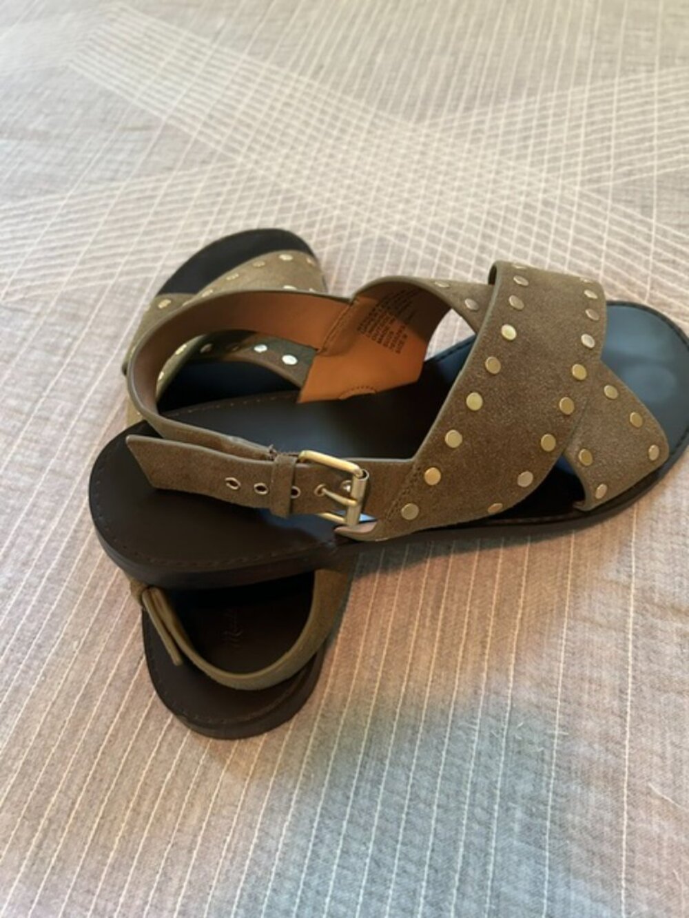 Madewell Suede Crossover Sandal, Olive Green, Size 9 - Picture 7 of 8